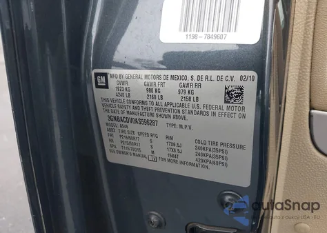 2010 Chevrolet Hhr Lt из США, поврежденный, VIN 3GNBACDV0AS596287